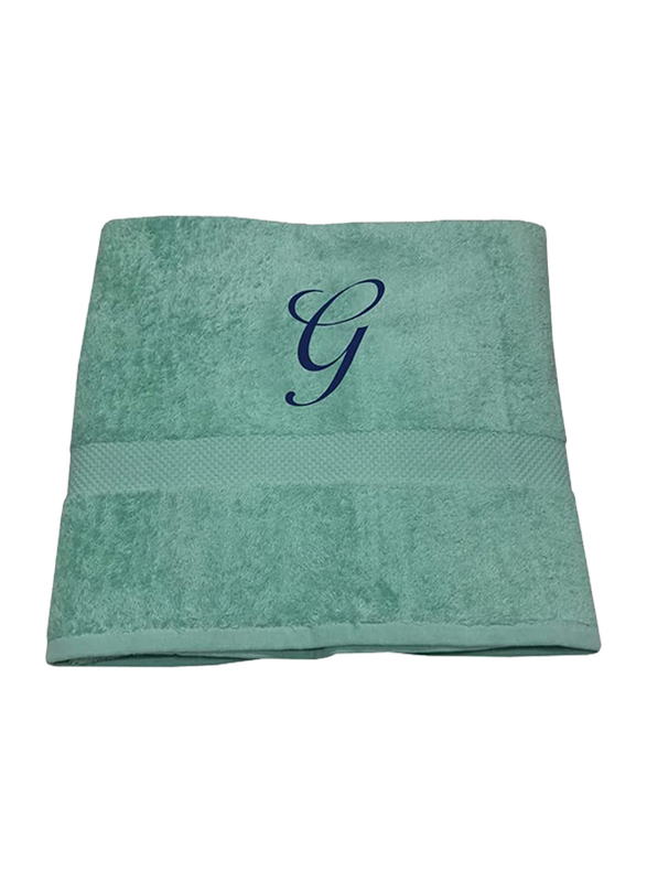 

BYFT 100% Cotton Embroidered Letter G Bath Towel, 70 x 140cm, Green/Blue