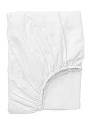 BYFT Tulip 100% Percale Cotton Fitted Bed Sheet, 180 Tc, 160 x 210 + 30cm, Queen, White