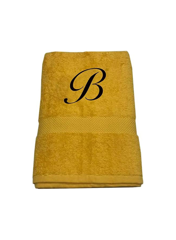 

BYFT 100% Cotton Embroidered Letter B Bath Towel, 70 x 140cm, Yellow/Black