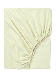 BYFT Tulip 100% Percale Cotton Fitted Bed Sheet, 180 Tc, 90 x 210 + 30cm, Single, Cream
