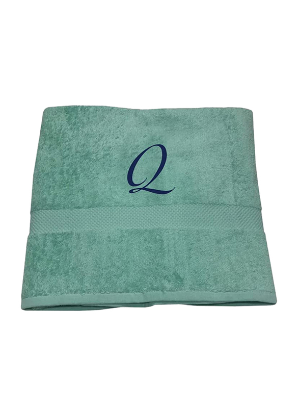 

BYFT 100% Cotton Embroidered Letter Q Bath Towel, 70 x 140cm, Green/Blue