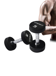 Kaesun Fitness Round Dumbbell, 14KG, Black/Silver, Single Piece
