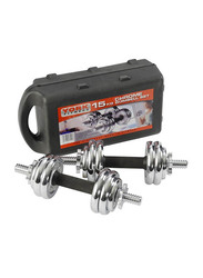 York Fitness Chrome Dumbbell Set, 15KG, Silver/Black