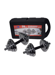 York Fitness Chrome Grey Painted Dumbell Set, YKPD20, 20KG, Dark Grey