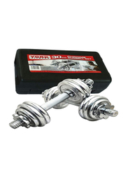 York Fitness Chrome Dumbbell Set, 30KG, Silver/Black