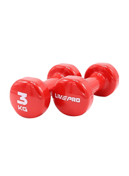 Livepro LP8076 Colored Studio Dumbbell, 2 x 3KG, Red