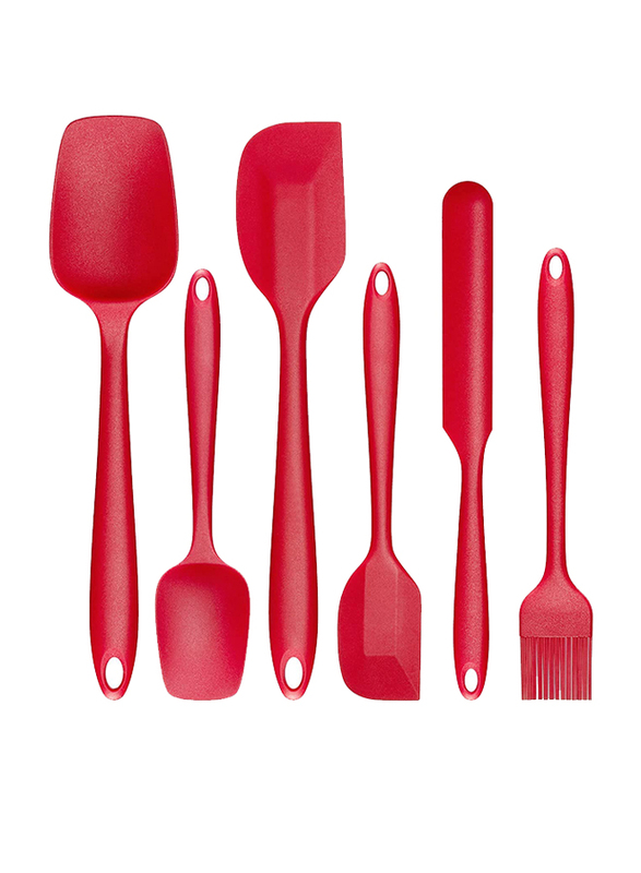

EnsoCrafts 6-Piece Silicone Spatula Set, Non-Stick Heat-Resistant 446°F, Red