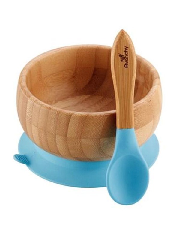 

Avanchy Bamboo Stayput Suction Bowl and Spoon, Blue