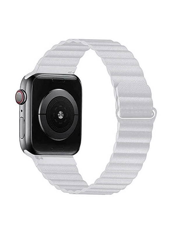 

BSNL Replacement Leather Magnetic Loop Strap Band for Apple Watch Series 1/2/3/4/5/6/SE 42/44mm, White