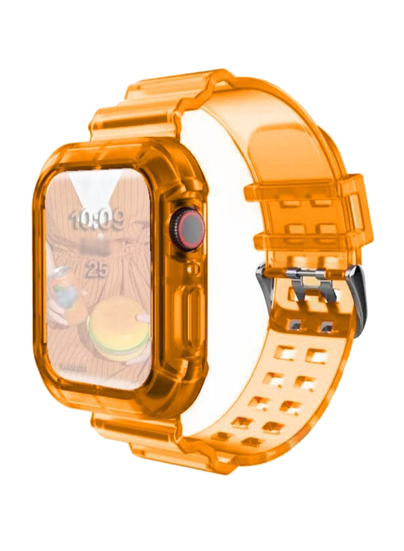 

BSNL Transparent TPU Shock-proof Replacement Strap with Protective Bumper Case for Apple Watch Series 4/5/6/SE 44mm, null