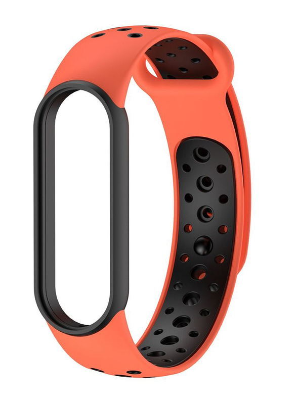 

BSNL Silicone Sports Replacement Strap for Xiaomi Mi Band 4/5/6 with Dual-Colour Theme, Orange/Black