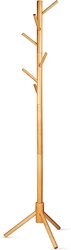 Zober Premium Free Standing Wooden Coat Rack with 6 Hooks, Natural