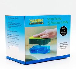 YANEK 2-in-1 Soap Pump Dispenser & Sponge Holder for Kitchen Sink & Dishwashing, Black