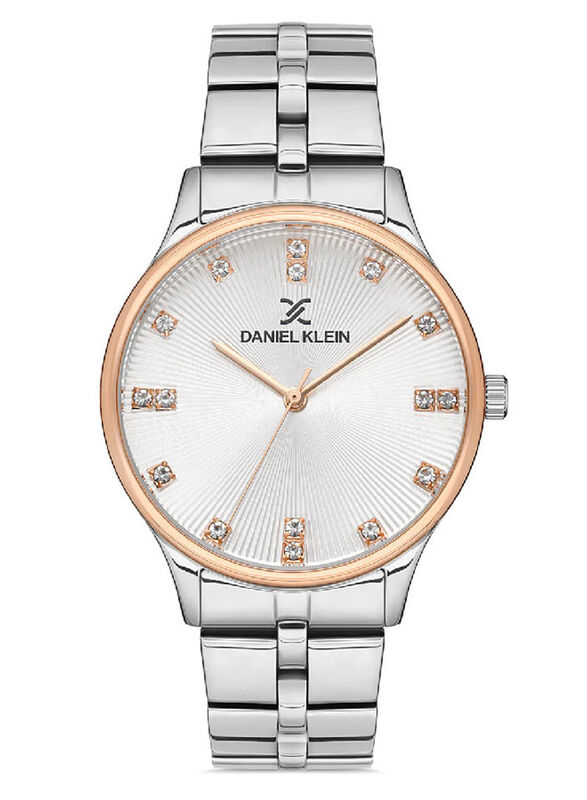

Daniel Klein Analog Watch for Womens with Stainless Steel Band, Water Resistant, DK.1.13092-4, Silver-White