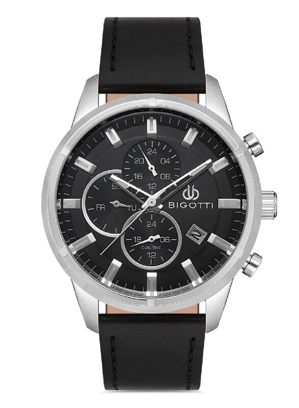 

Bigotti Daniel Klein Analog Watch for Men With Leather Band, Chronograph, BG.1.10356-1, Black-Black