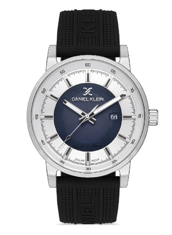 

Daniel Klein Solar Analog Watch for Men with Silicone Band, DK.1.13198-1, Black-Black