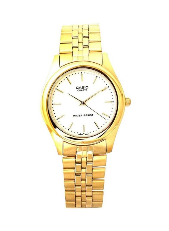 

Casio Enticer Analog Watch for Women with Stainless Steel Band, Water Resistant, MTP-1129N-7ARDF, Gold/White