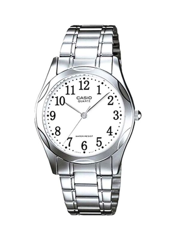 

Casio Classic Analog Watch for Men with Stainless Steel Band, Water Resistant & Chronograph, MTP1275D-7BDF, Silver/White