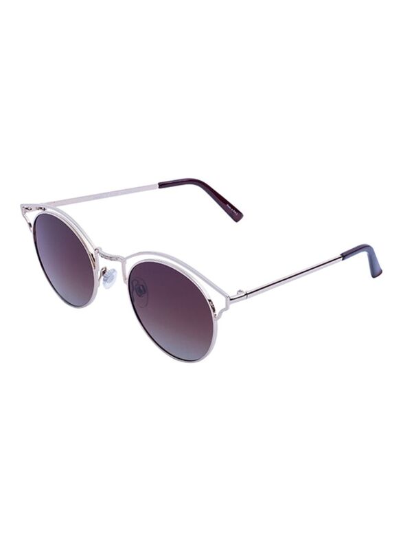 

Daniel Klein Trendy Polarized Full Rim Round Silver Frame Sunglasses for Women, Brown Lens , DK4193C5, 50/18/140