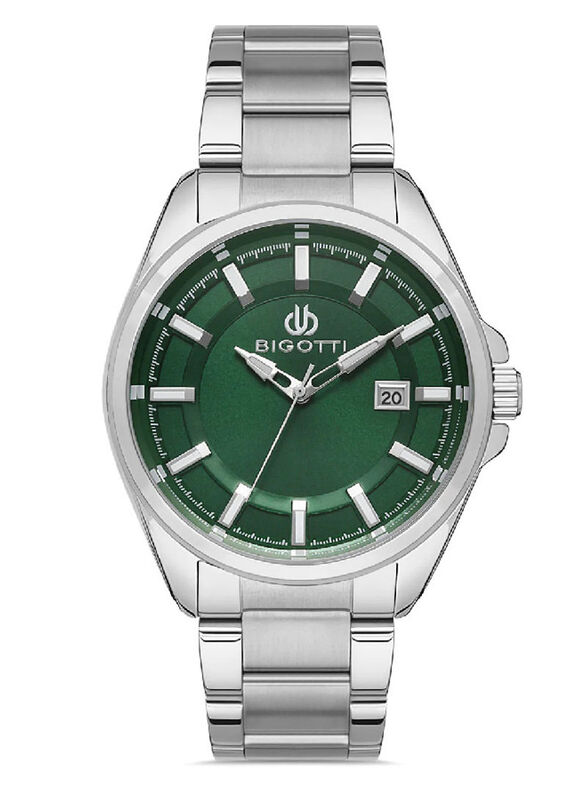 

Bigotti Analog Watch for Men With Stainless Steel Band, BG.1.10326-3, Silver-Green