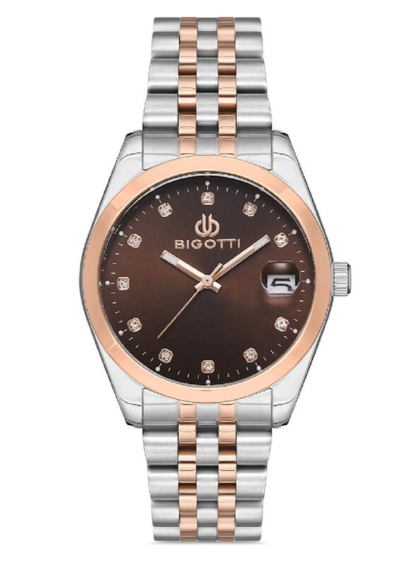 

Bigotti Analog Strap Watch for Womens with Stainless Steel Band, Water Resistant, BG.1.10271-4, Multicolour-Brown