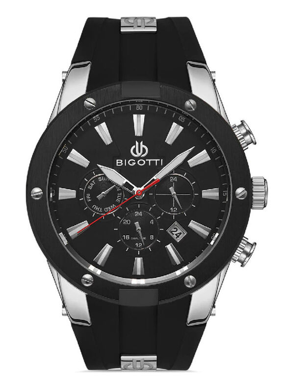 

Bigotti Milano Analog Watch for Men with Silicone Band, Chronograph, BG.1.10354-1, Black