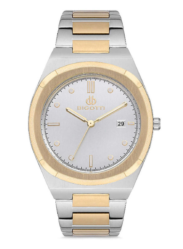 

Bigotti Analog Watch for Men with Stainless Steel Band, Water Resistant, BG.1.10164-2, Silver/Gold-White