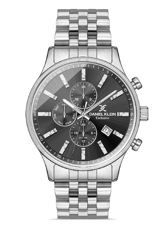 

Daniel Klein Analog Watch for Men with Stainless Steel Band, Water Resistant, DK.1.13113-1, Silver-Black