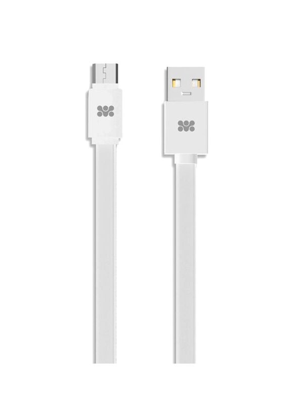 

Promate Premium Flat Micro-USB Sync & Charge Cable, White