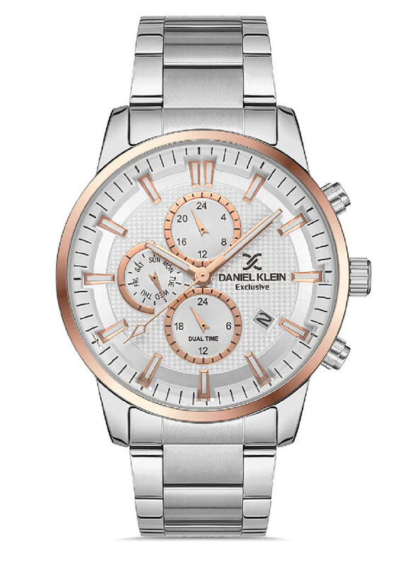 

Daniel Klein Exclusive Analog Watch for Men with Stainless Steel Band, Chronograph, DK.1.13133-3, Silver-Multicolour
