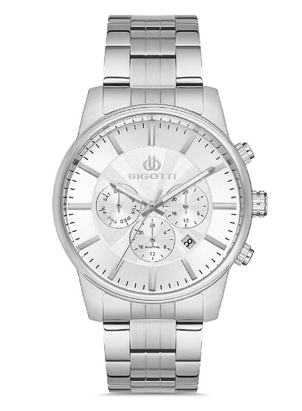

Bigotti Analog Watch for Men with Stainless Steel Band, Water Resistant, BG.1.10282-1, Silver-Silver