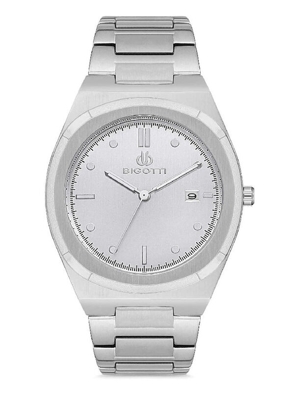 

Bigotti Analog Watch for Men With Stainless Steel Band, BG.1.10164-4, Silver-Silver
