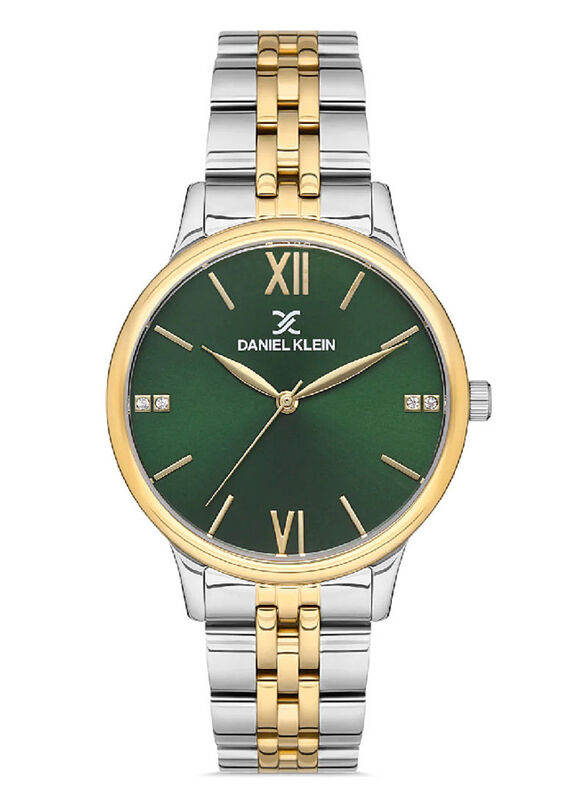 

Daniel Klein Analog Watch for Women with Stainless Steel Band, Water Resistant, DK.1.13061-6, Green-Silver/Gold