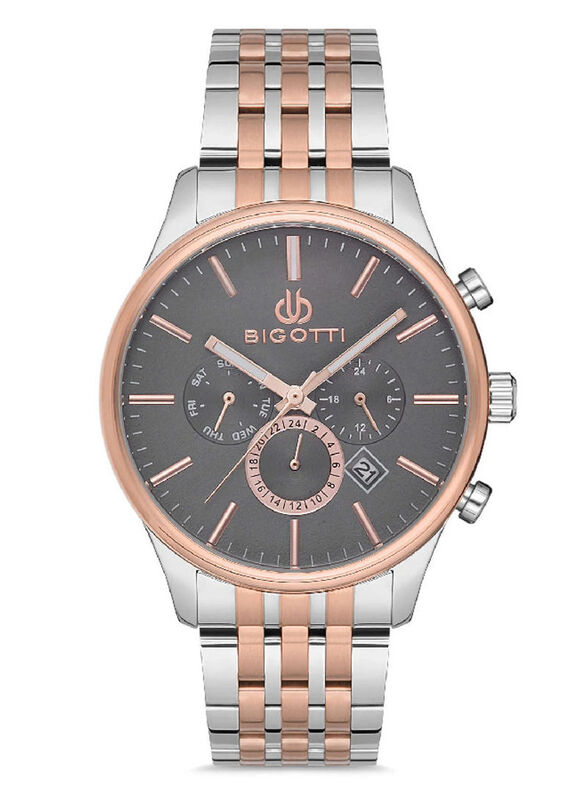 

Bigotti Analog Watch for Men with Stainless Steel Band, Chronograph, BG.1.10154-6, Rose Gold-Silver