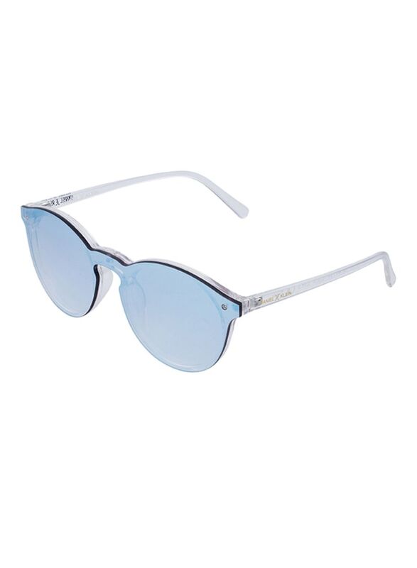 

Daniel Klein Trendy Polarized Full-Rim Oval Transparent Frame Sunglasses for Women, Blue Lens, DK4179PC4, 50/18/140