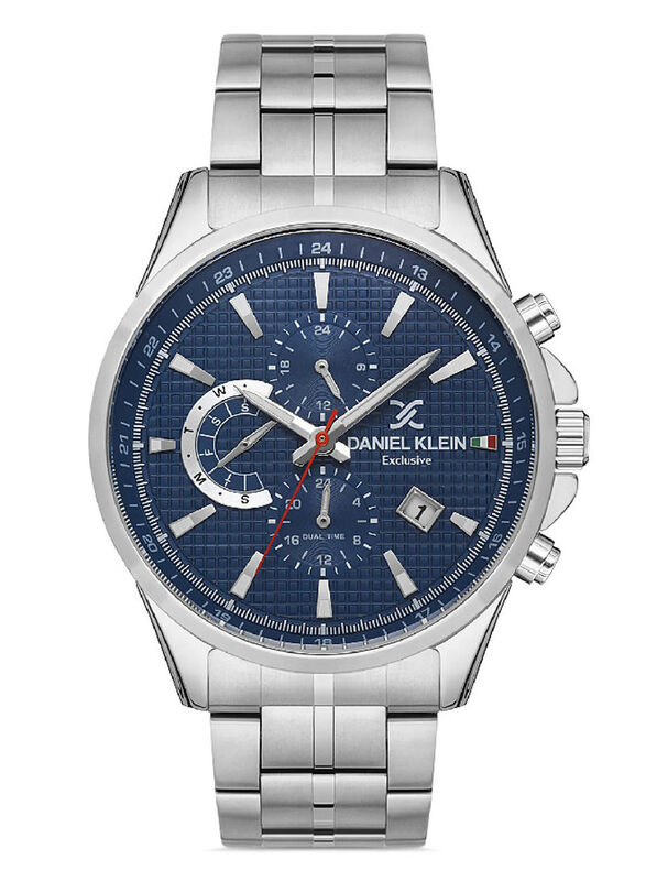 

Daniel Klein Analog Watch for Men With Stainless Steel Band, Chronograph, DK.1.13110-2, Silver-Dark Blue