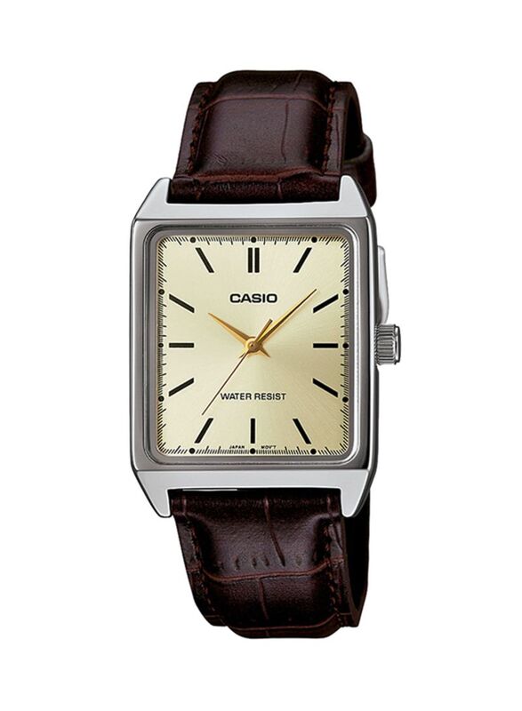 

Casio Analog Wrist Watch for Women with Leather Band, Water Resistant, LTP-V007L-9EUDF, Brown-Gold