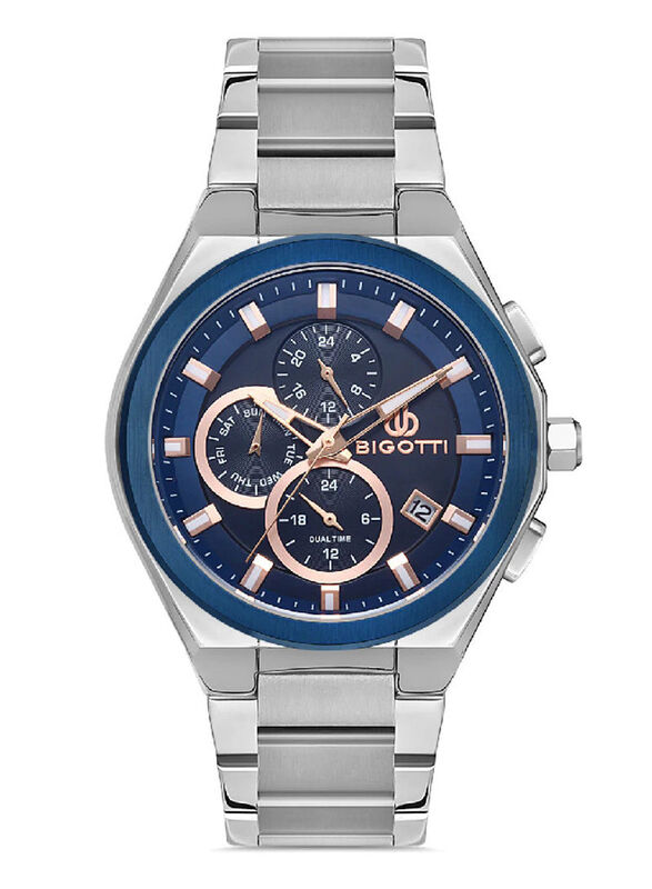 

Bigotti Milano Analog Watch for Men with Stainless Steel Band, Chronograph, BG.1.10351-3, Blue-Silver