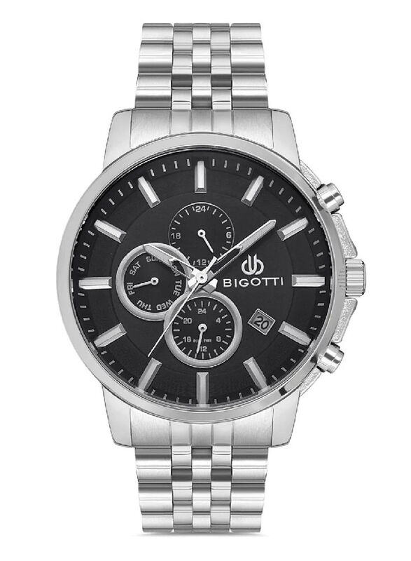 

Bigotti Milano Analog Watch for Men with Stainless Steel Band, Chronograph, BG.1.10334-2, Silver-Black
