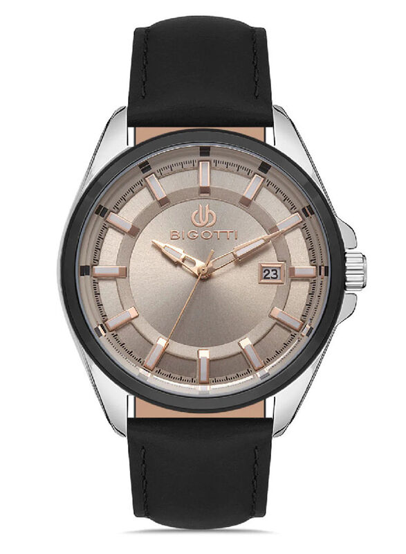 

Bigotti Napoli Analog Watch for Men with Leather Band, BG.1.10327-5, Black-Grey