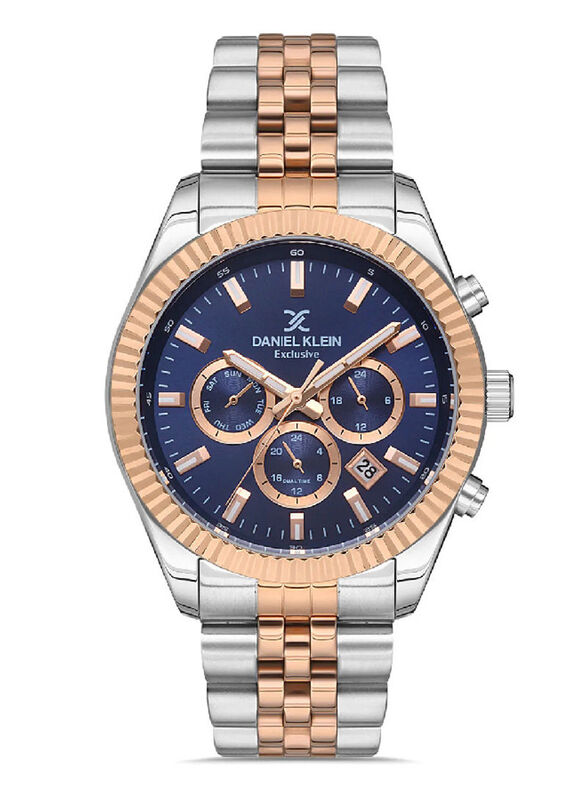 

Daniel Klein Exclusive Analog Watch for Men with Stainless Steel Band, Chronograph, DK.1.13115-4, Blue-Multicolour