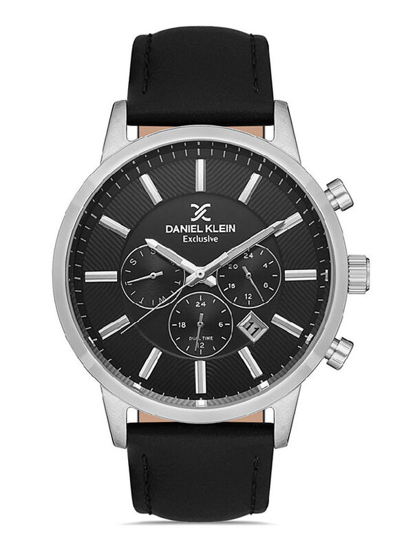 

Daniel Klein Analog Watch for Men With Leather Band, Chronograph, DK.1.13114-1, Black-Black