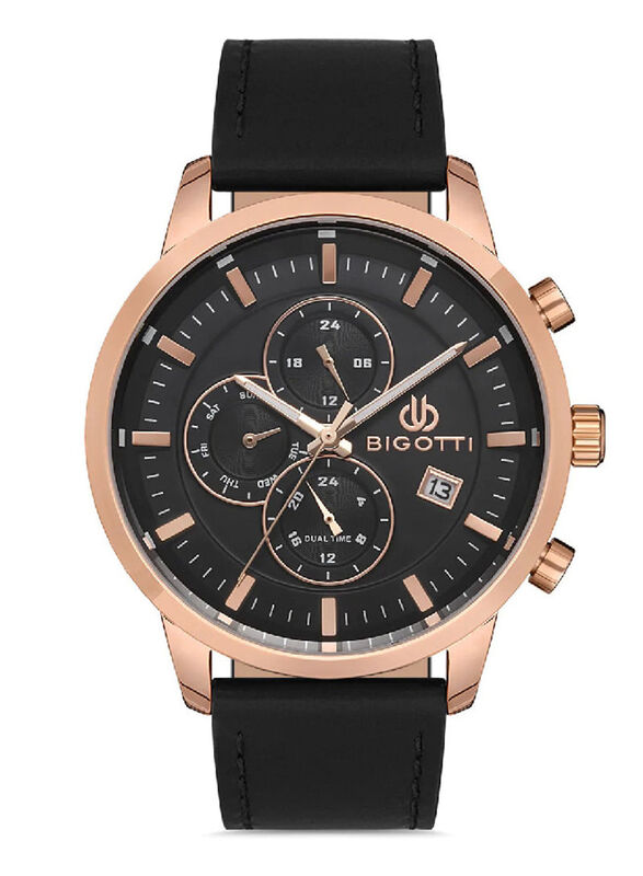 

Bigotti Milano Analog Watch for Men with Leather Band, Chronograph, BG.1.10233-3, Black