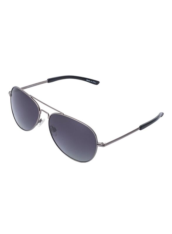 

Daniel Klein Polarized Full-Rim Aviator Silver/Black Frame Sunglasses for Men, Grey Lens, 58/16/144