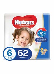 Huggies Ultra Comfort Diapers, Size 6, 15+ kg, 62 Count