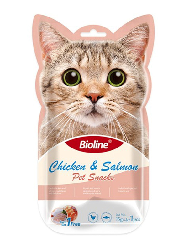 

Bioline Chicken & Salmon Wet Cat Treats, 5 x 15g