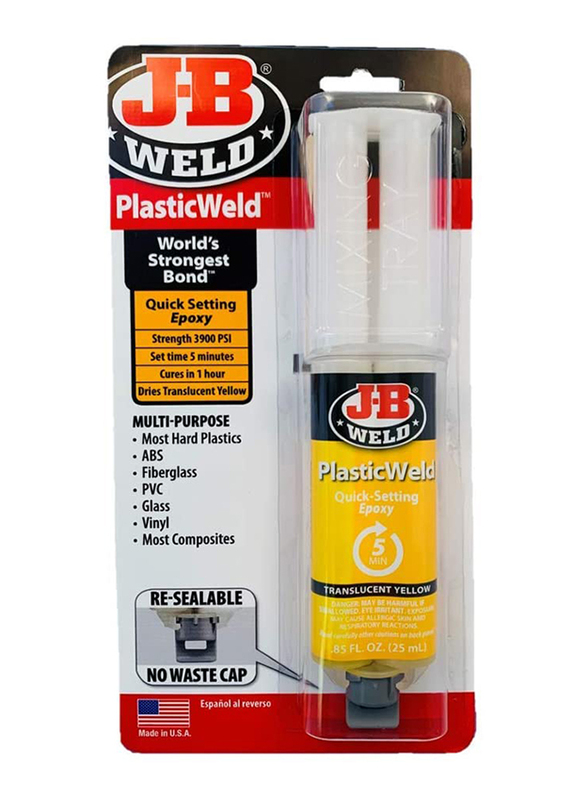 

J-B Weld 25ml PlasticWeld Quick Setting Epoxy Syringe, 50132, Translucent Yellow