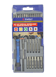 Tivoly 27-Piece Precision Hex Driver Bit Set, 4-Inch, Silver/Blue