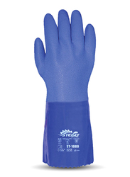Stego 24-Piece Cotton Lined with PVC Coated Chemical Protection Safety Gloves, St-1080, Blue, X-Large