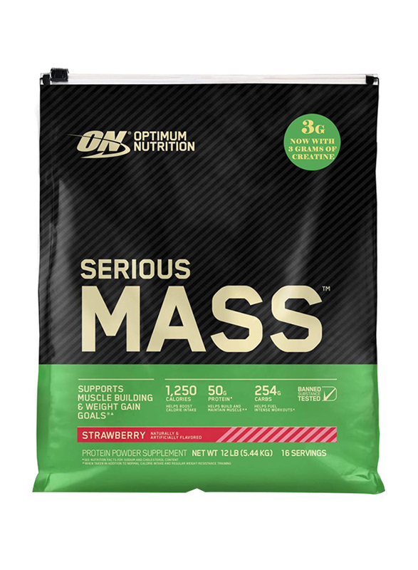 

Optimum Nutrition Serious Mass de Pouch, 16 Servings, 5.44 KG, Strawberry